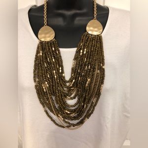 Lane Bryant multi strand necklace.  Great detail. 14in long. Brown/gold  NWT